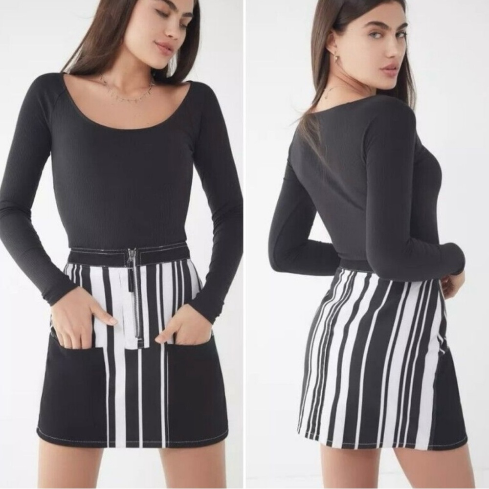 BDG Black and White Mini Pencil Skirt